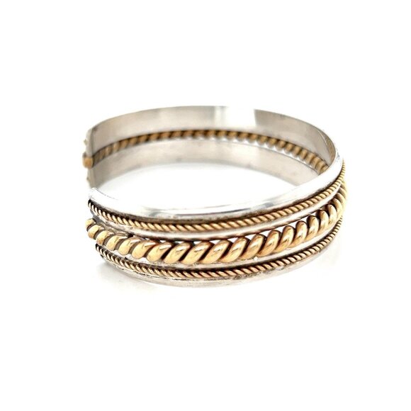 Sterling Two-Tone T Cuff - Picture 3 of 6